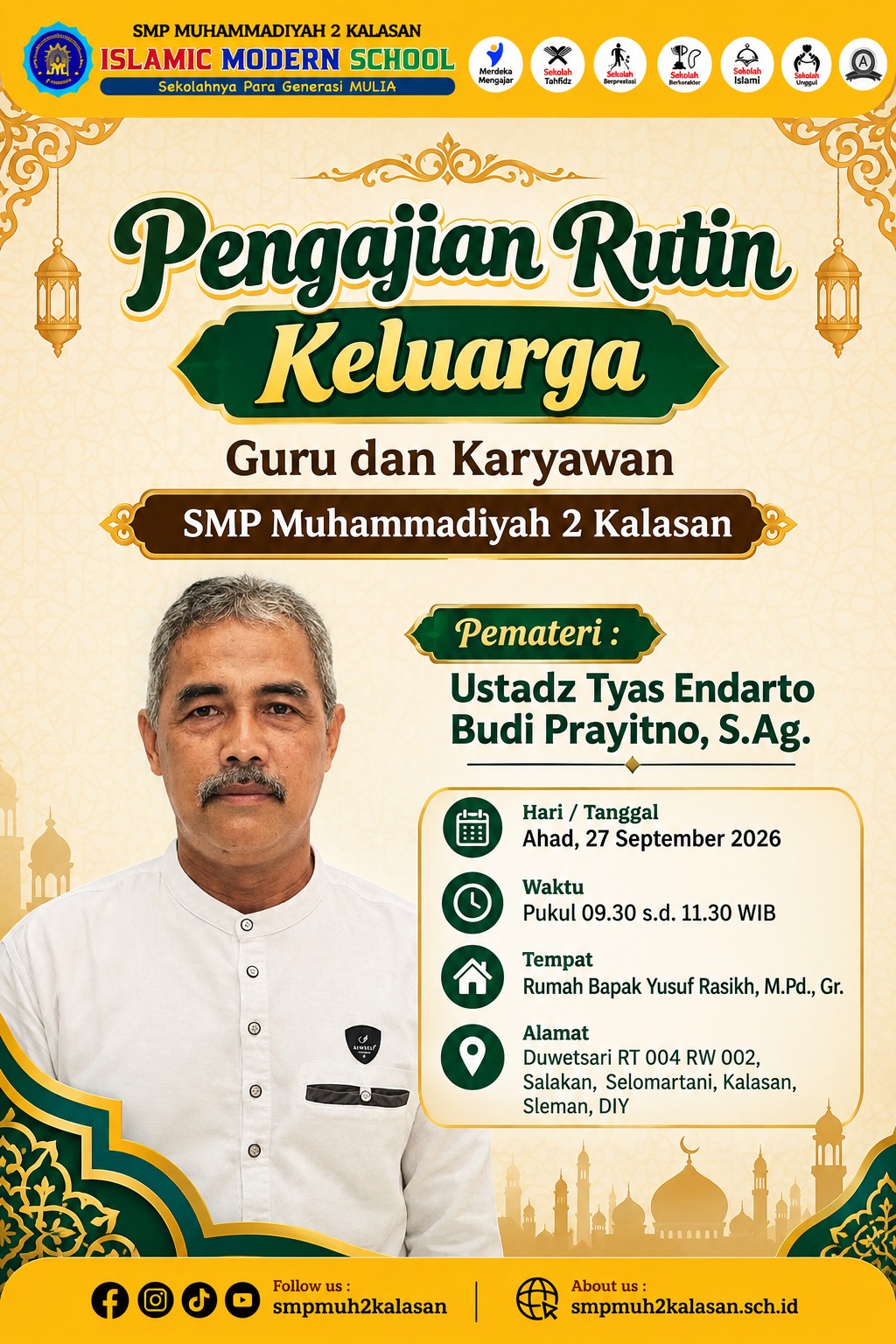 Poster Pengajian Rutin Keluarga Guru dan Karyawan SMP Muhammadiyah 2 Kalasan
